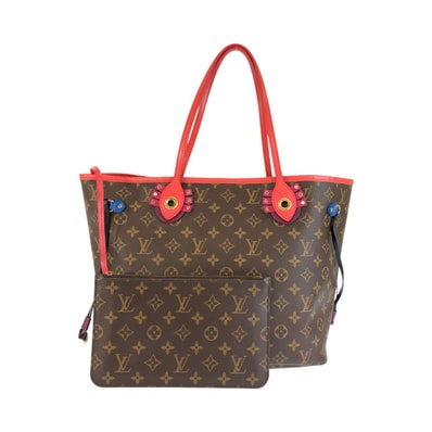美品 LOUIS VUITTON ルイヴィトン モノグラム トーテム ネヴァーフルMM ブラウン レッド ゴールド金具 PVC レザー/ トートバッグ ショルダーバッグ 602540 【中古】