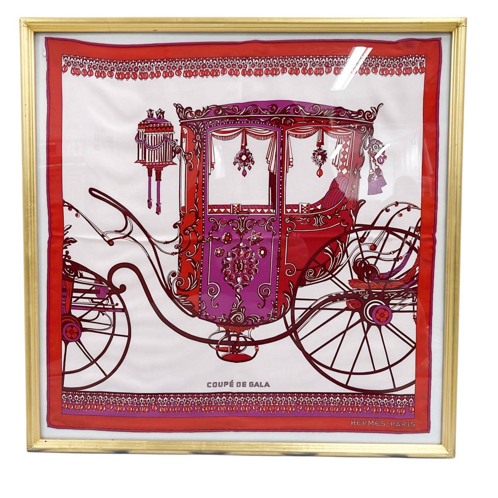 HERMES エルメス カレ42 レッド×マルチカラー 「COUPE DE GALA」 タグ有 スカーフ