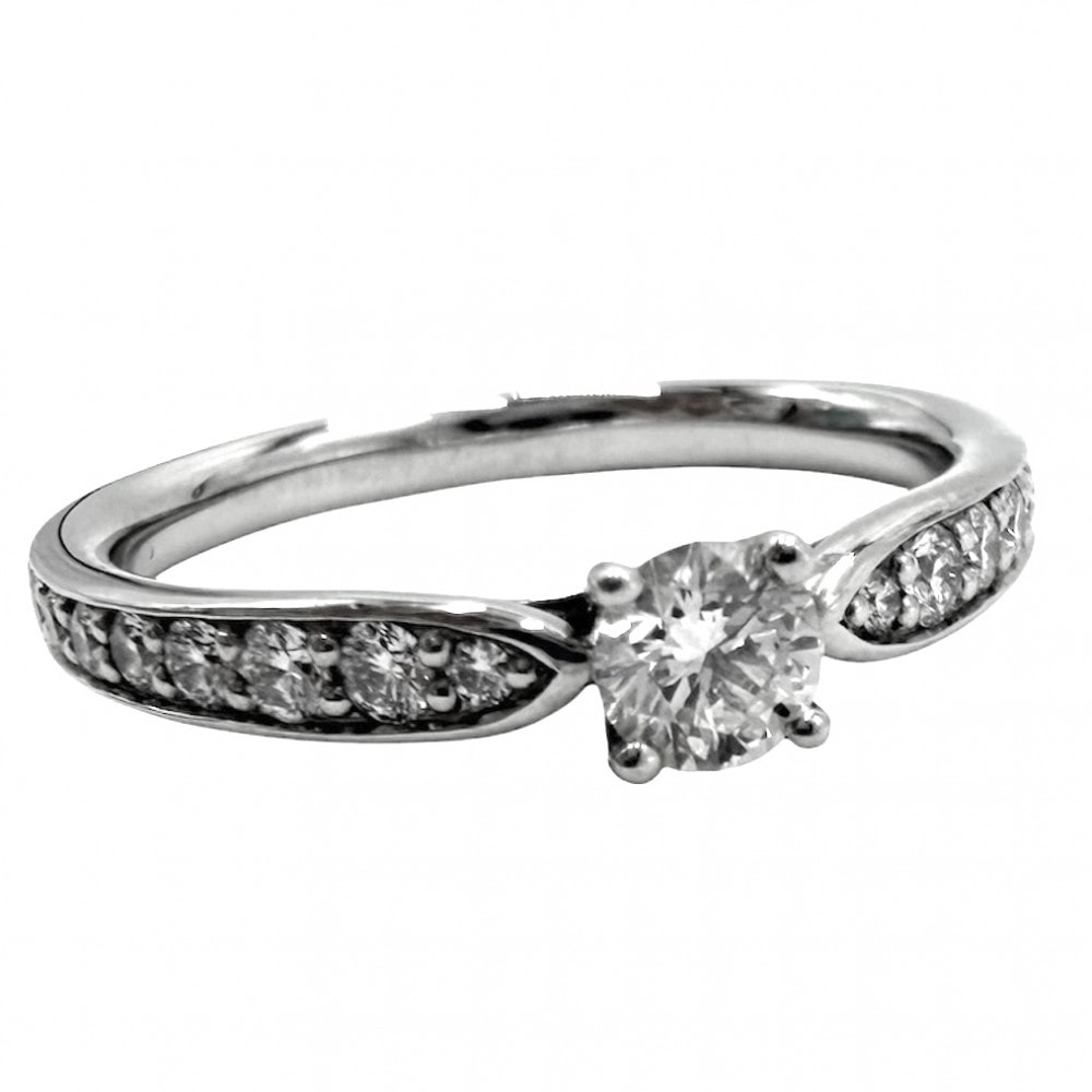 TIFFANY&Co. ティファニー 指輪 ハーモニー ハーフサークル リング ジュエリー アクセサリー Pt950プラチナ    ダイヤモンド0.20ct 約8号 レディース 約3.0g【中古品】
