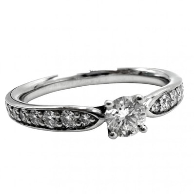 TIFFANY&Co. ティファニー 指輪 ハーモニー ハーフサークル リング ジュエリー アクセサリー Pt950プラチナ ダイヤモンド0.20ct 約8号 レディース 約3.0g【中古品】