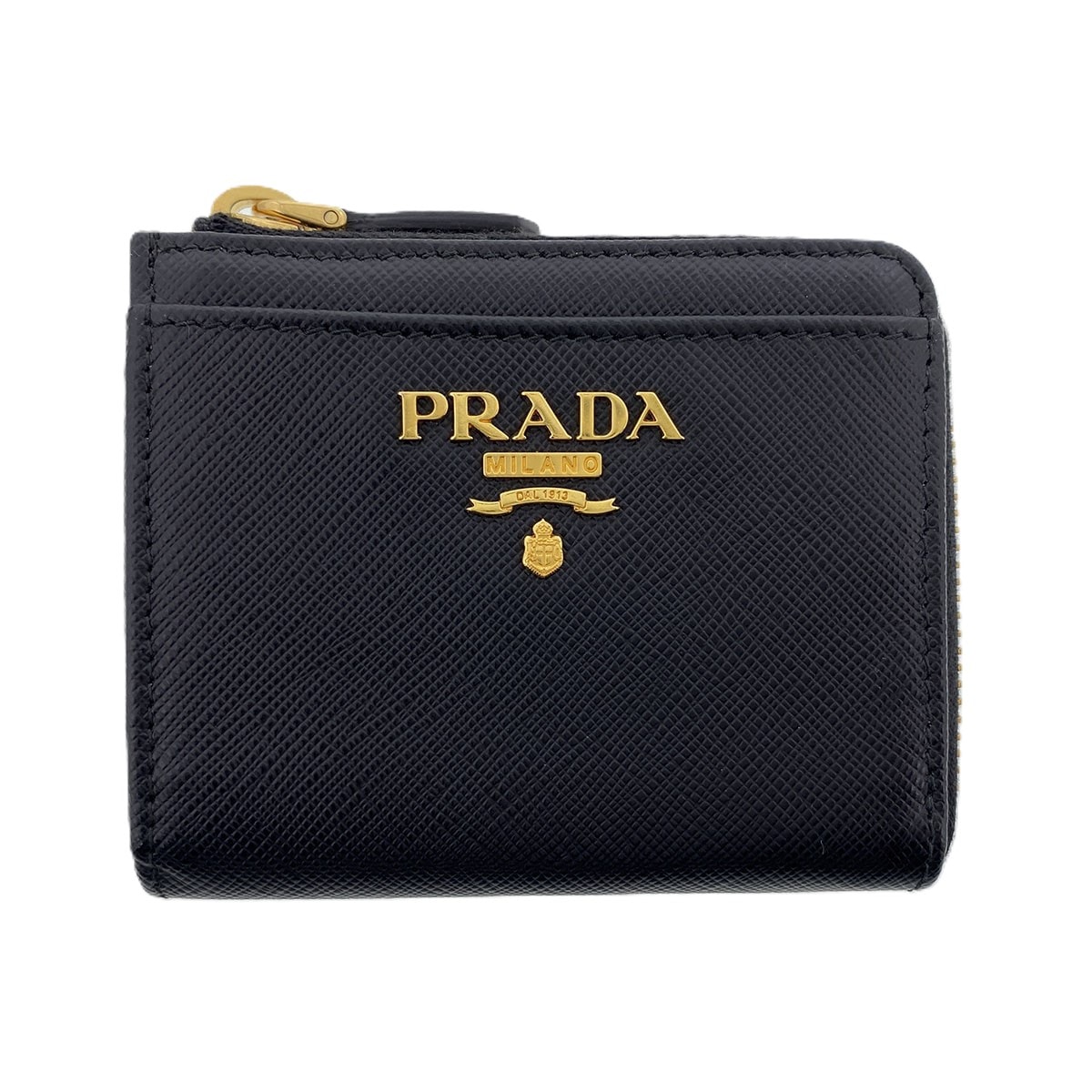 PRADA プラダ サフィアーノレザー コインケース 1ML205 レザー ブラック ゴールド金具 ユニセックス【中古】