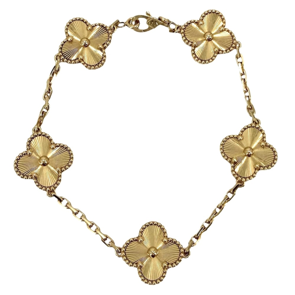 Van Cleef & Arpels ヴァンクリーフ&アーペル ブレスレット ギヨシェ ヴィンテージ アルハンブラ ジュエリー アクセサリー K18イエローゴールド VCARP3JK00 ゴールド レディース 約19.1g【中古品】