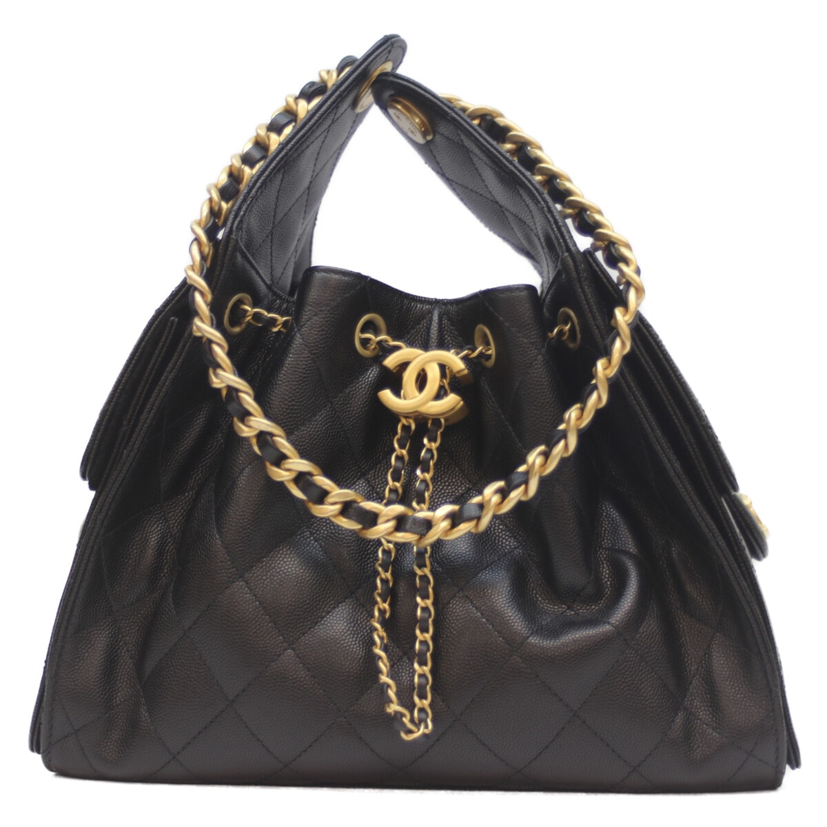 シャネル 25SS AS5293 黒 ｷｬﾋﾞｱ ｸﾞﾚｲﾝﾄﾞｶｰﾌｽｷﾝ G金具 ｼｬﾈﾙ25ｽﾓｰﾙ