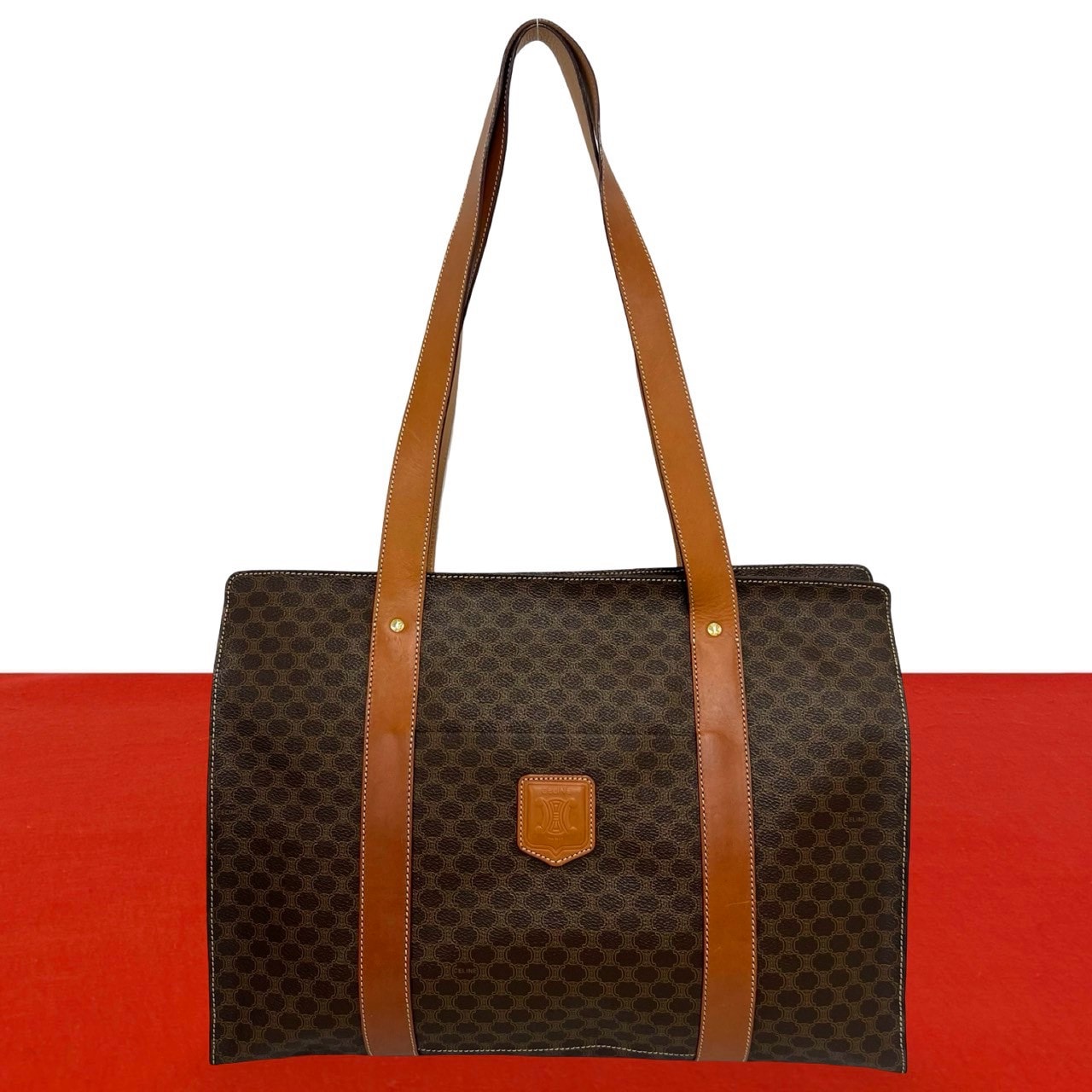 CELINE セリーヌ マカダム ブラゾン 柄 トリオンフ レザー PVC トートバッグ ブラウン
85995