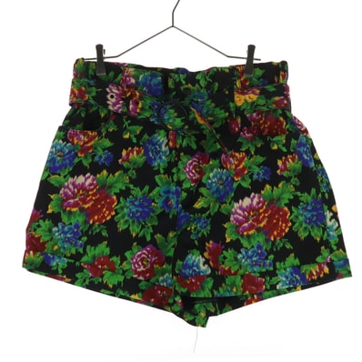 未使用 ZARA ザラ 花柄 マルチカラー ショートパンツ L ブラック