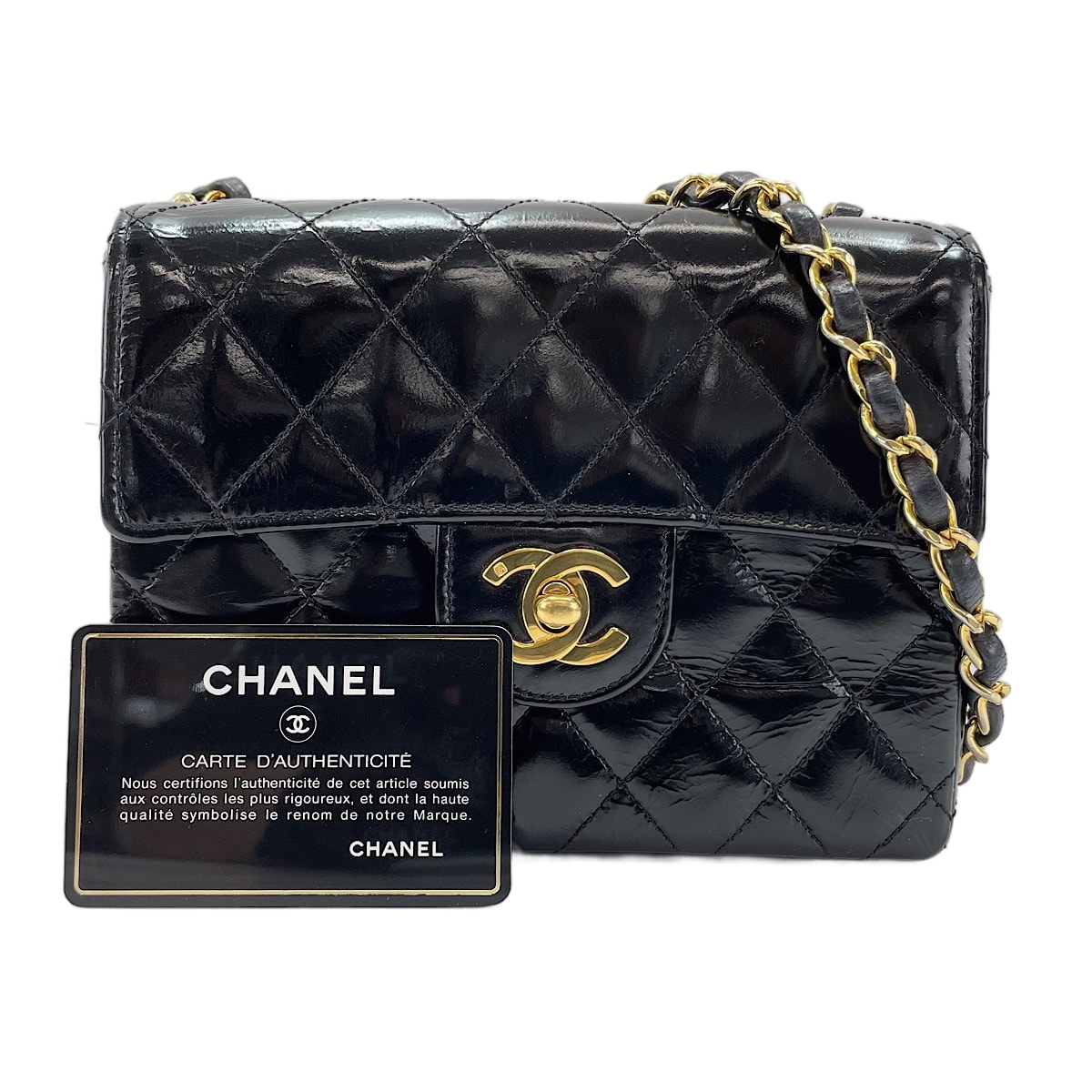 シャネル CHANEL エナメル マトラッセ ミニ ショルダーバッグ【中古】