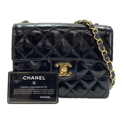 シャネル CHANEL エナメル マトラッセ ミニ ショルダーバッグ【中古】