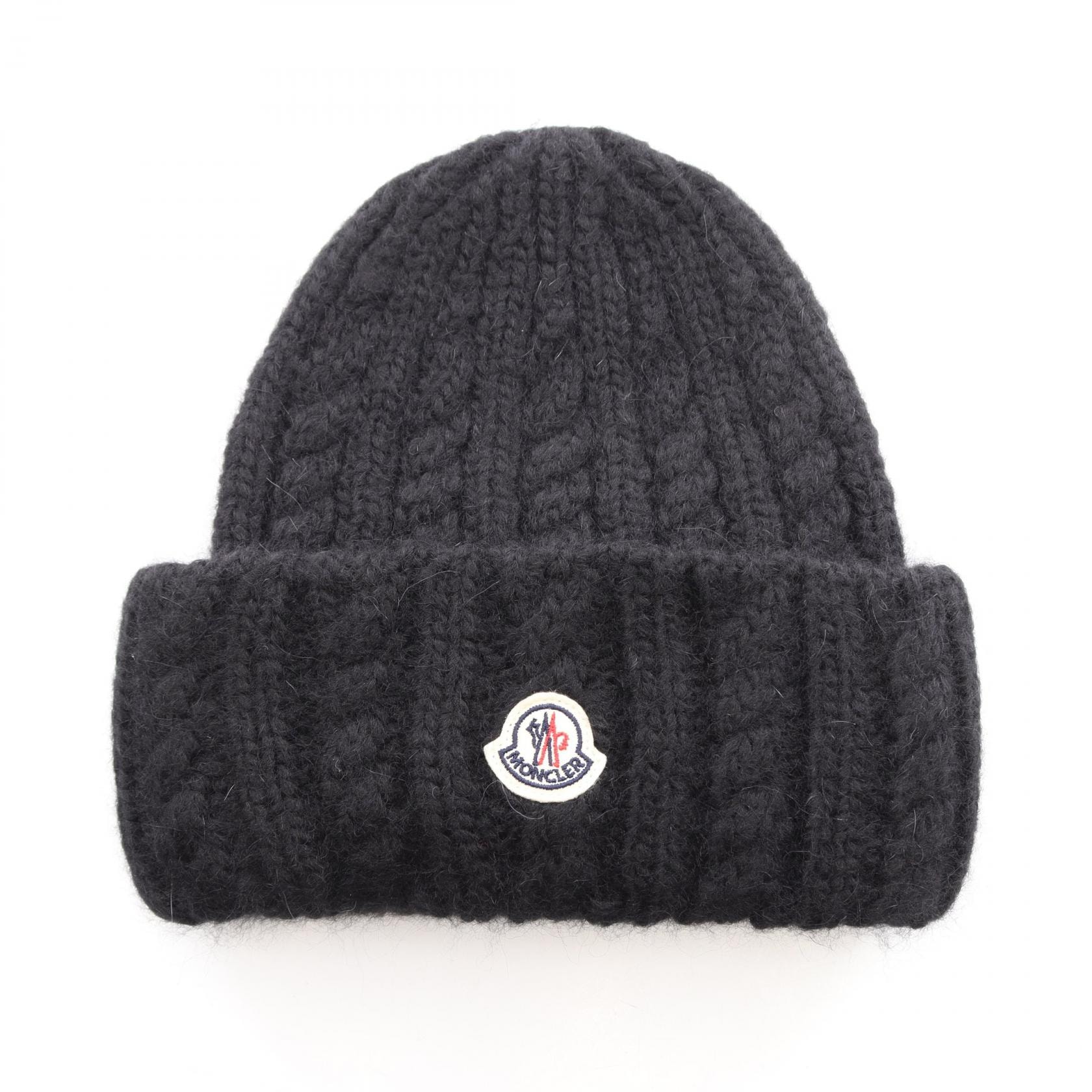 モンクレール MONCLER ロゴワッペン ニットキャップ ニットキャップ 帽子 ナイロン ウール アルパカ レディース ブラック系 L20933B00031999 【新品】