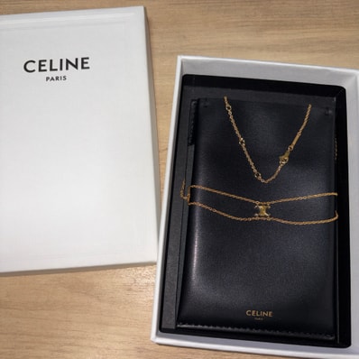CELINE Triomphe Suspended Necklace In Brass With Gold Finish "Gold"