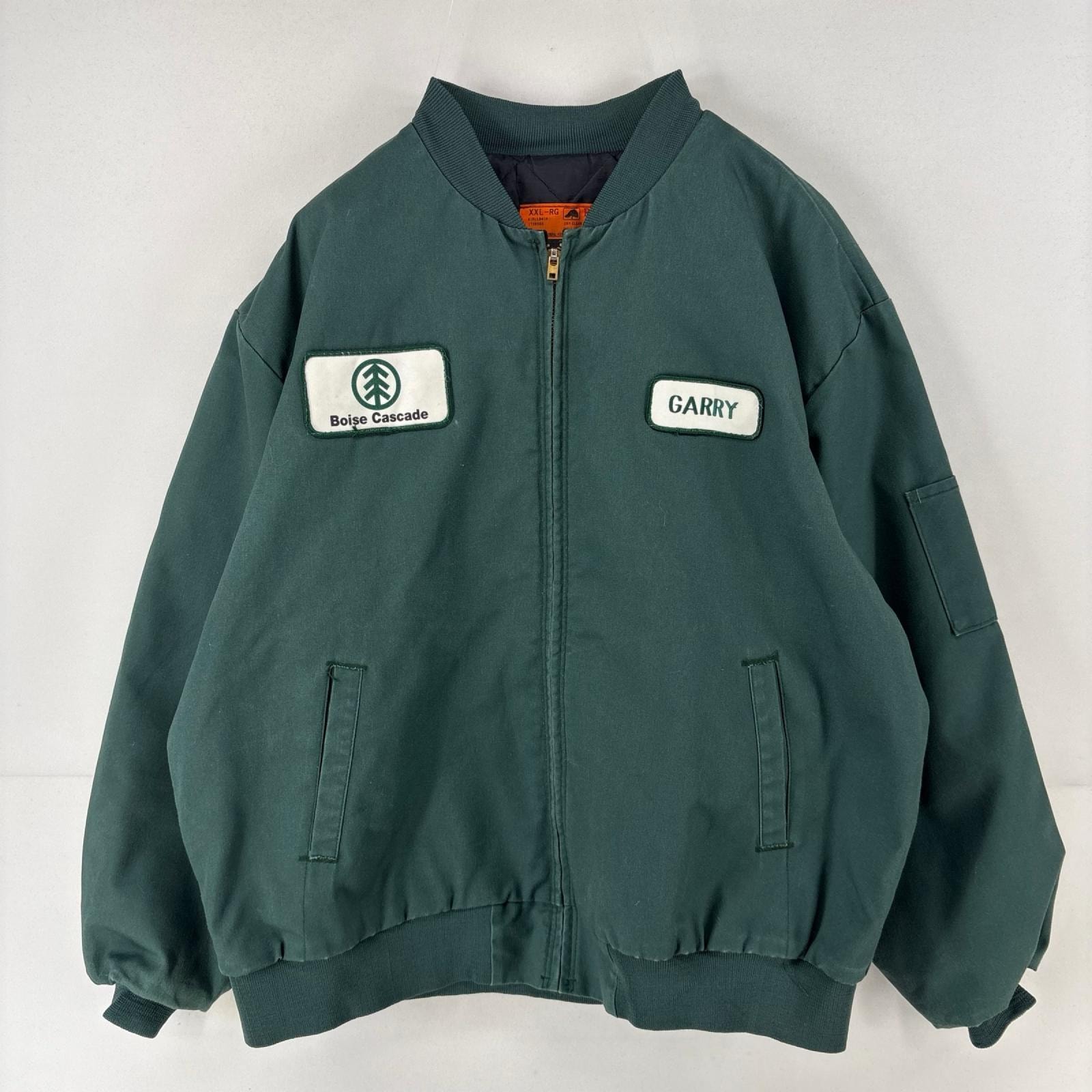 古着 レッドキャップ RED KAP USA製 ジャケット ワーク ワッペン 大きいサイズ フルジップ 中綿 2XL  グリーン メンズ