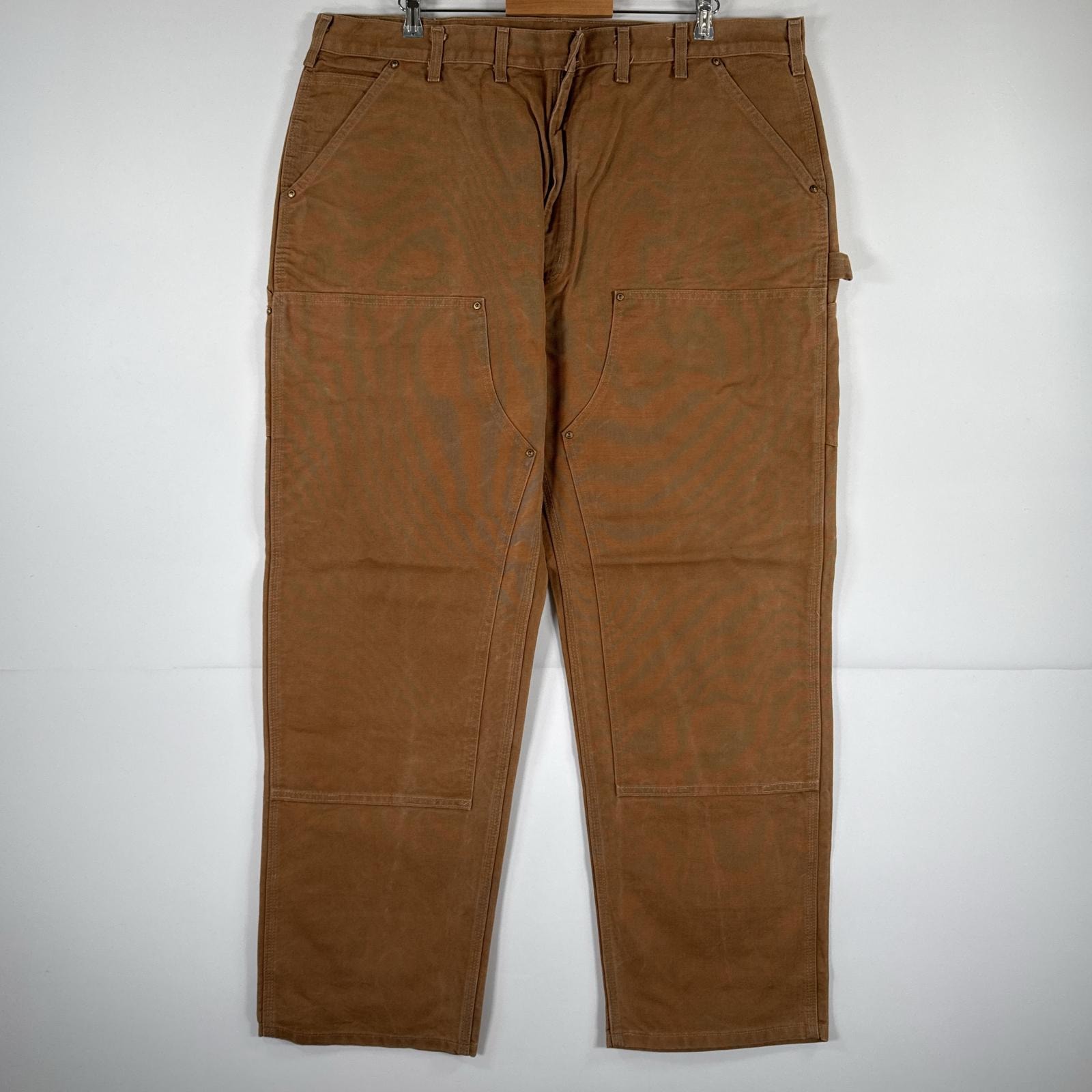 古着 カーハート Carhartt ワークパンツ ダブルニー ダック ペインターパンツ 作業着 ワンポイント ロゴ 大きいサイズ w44 L32  ベージュ メンズ