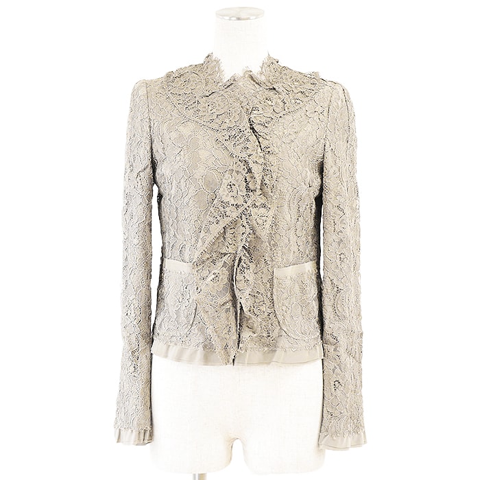 美品 ドルチェアンドガッバーナ レース ジャケット レディース カーキベージュ 38 DOLCE&GABBANA
