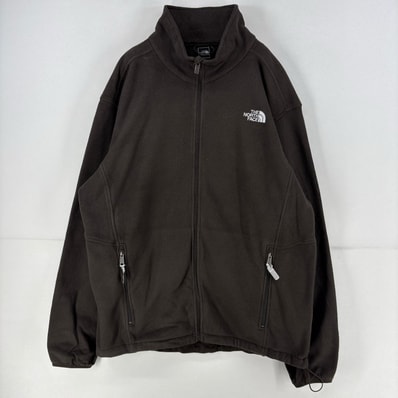 古着 ザ・ノースフェイス THE NORTH FACE フリース ジャケット フルジップ ワンポイント ロゴ 刺繍 大きいサイズ 2XL ブラウン メンズ