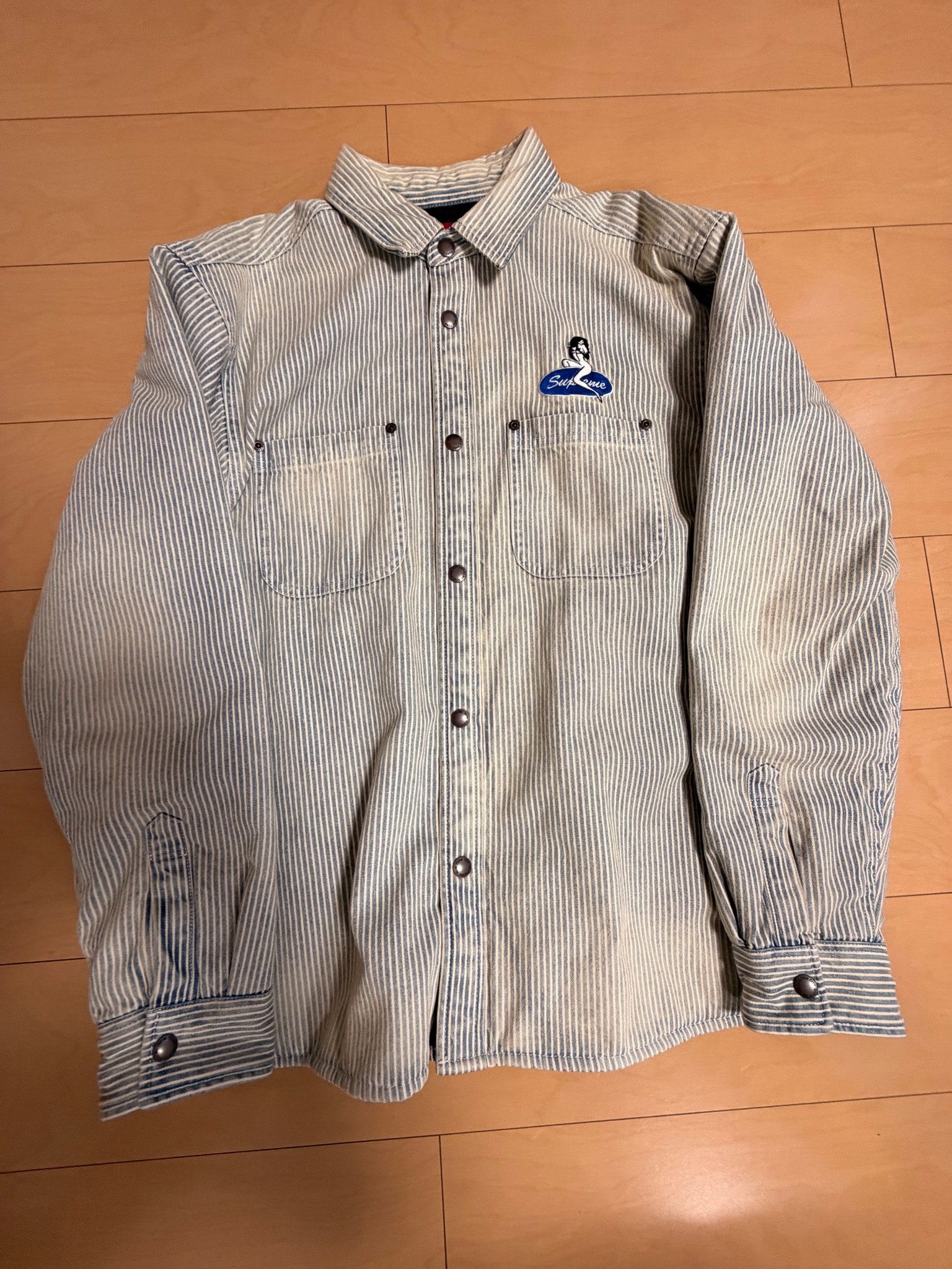 Supreme Quilted Lined Denim Snap Shirt "Stripe"
