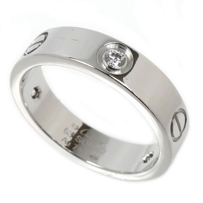 CARTIER カルティエ K18WG ホワイトゴールド ラブリング ハーフダイヤ リング・指輪 B4032563 ダイヤモンド 22.5号 63 10.5g メンズ【中古】【美品】