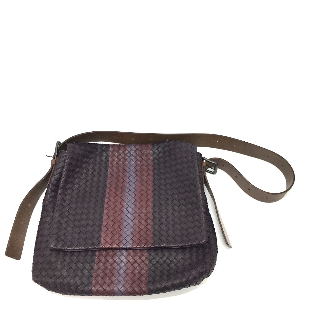 ボッテガヴェネタ BOTTEGA VENETA メッセンジャー 161314 イントレチャート カバン 肩掛け/斜め掛け ショルダーバッグ レザー ブラウン