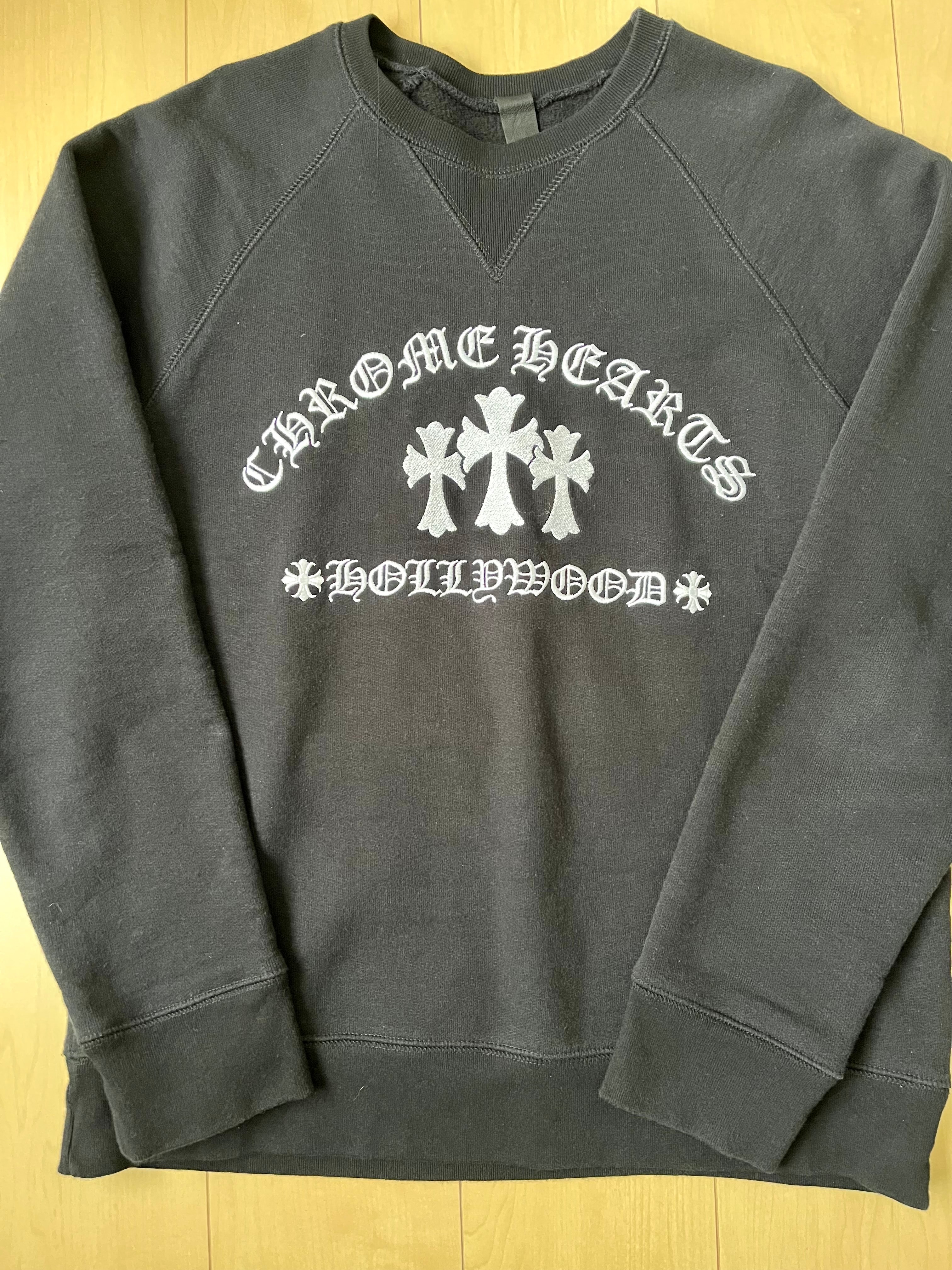 Chrome Hearts Sailin on Crew Triple Cross Logo Embroidery Sweat with Label "Black"