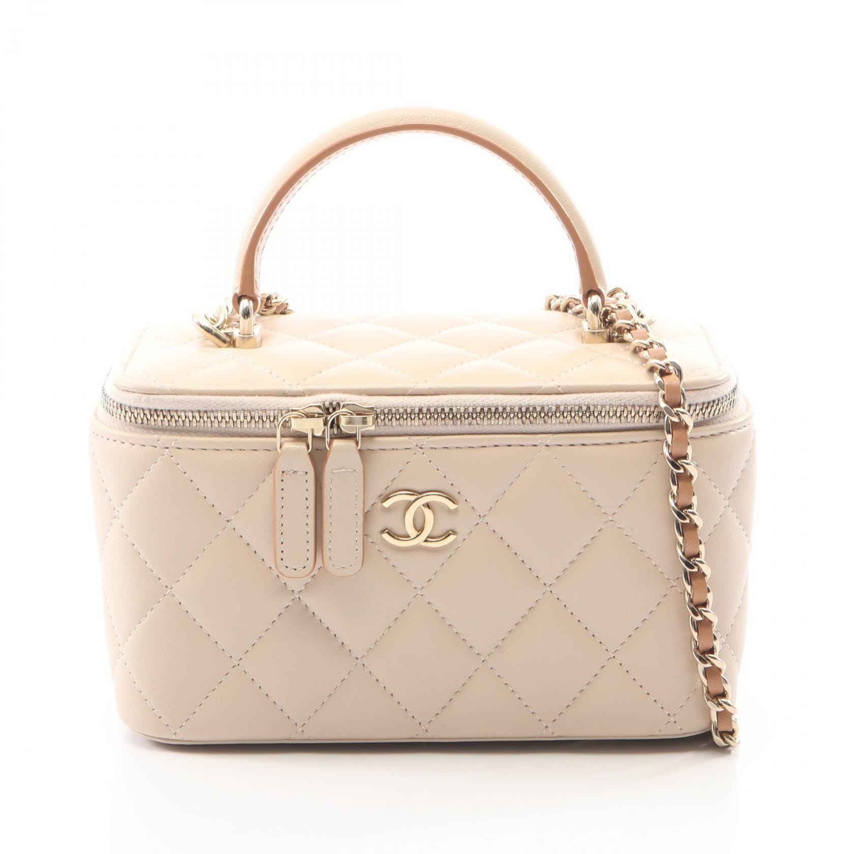 シャネル CHANEL マトラッセ バニティバッグ 2WAY ショルダーバッグ バッグ ラムスキン(羊革) レディース ベージュ系 AP2199 【中古】