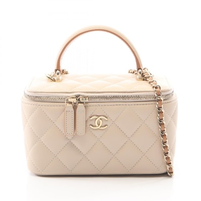シャネル CHANEL マトラッセ バニティバッグ 2WAY ショルダーバッグ バッグ ラムスキン(羊革) レディース ベージュ系 AP2199 【中古】
