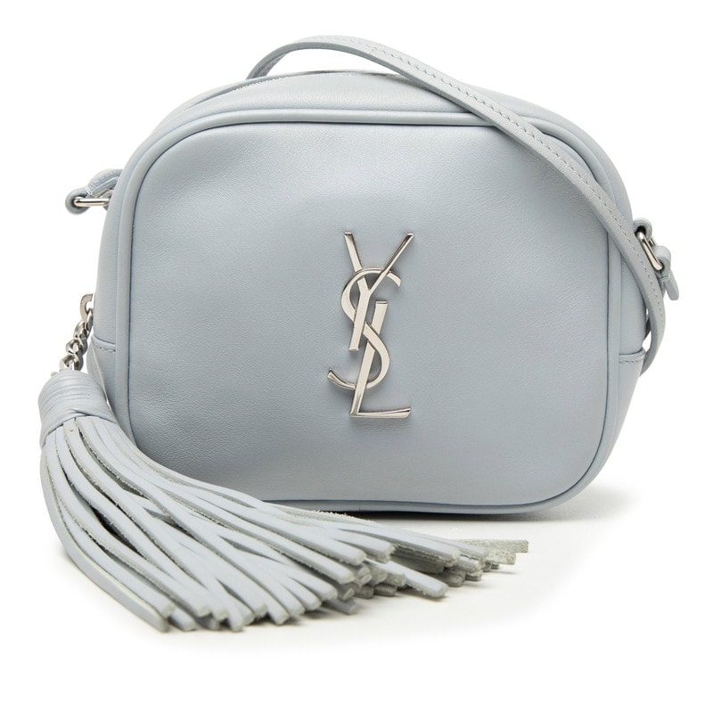 サンローラン YSLロゴ ブロガー タッセル ミニ ショルダーバッグ FLY425317 ブルー レザー レディース SAINT LAURENT 【中古】