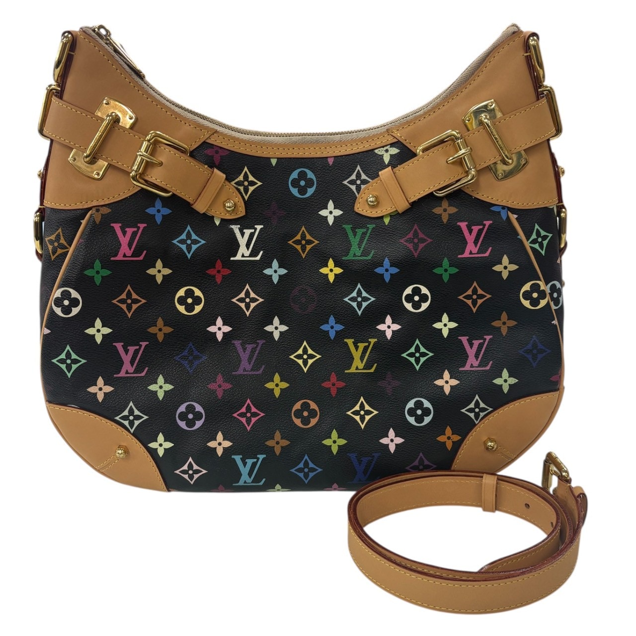 美品 LOUIS VUITTON ルイヴィトン モノグラム マルチカラー グレタ ブラック ゴールド金具 PVC レザー/ ショルダーバッグ S1-00061 【中古】