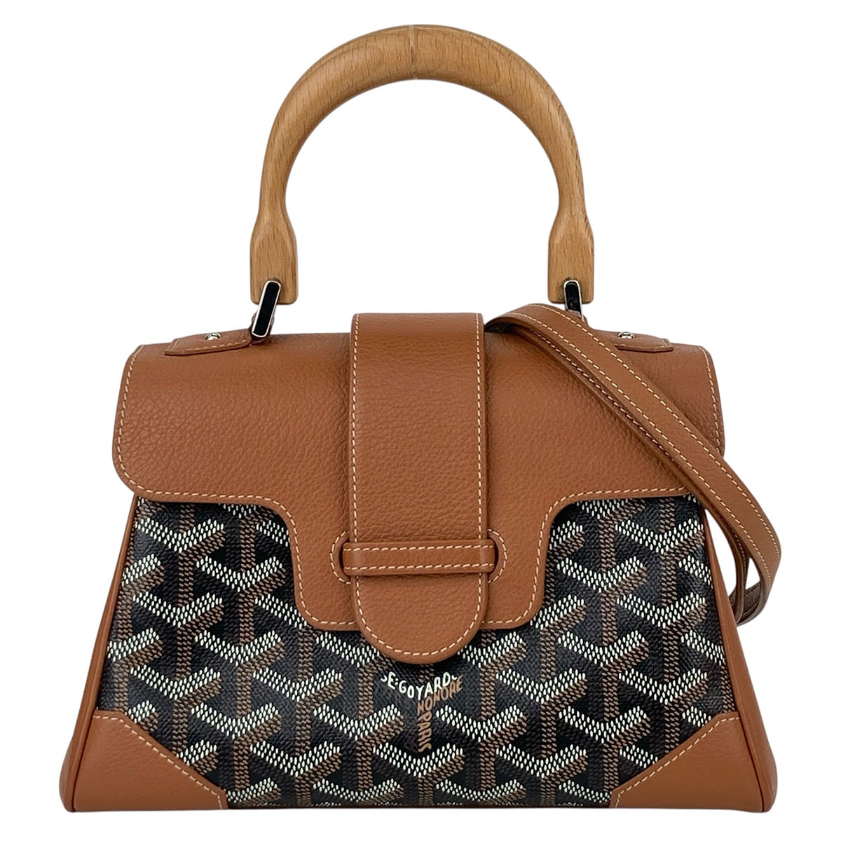 GOYARD ゴヤール サイゴン ミニ 2WAYハンドバッグ  ゴヤールディンキャンバス×シュヴロッシュカーフスキン ショルダーバッグ 01CL03P PVC レザー ブラック ナチュラル  レディース【中古】