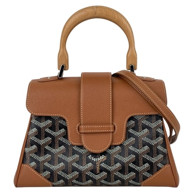 GOYARD ゴヤール サイゴン ミニ 2WAYハンドバッグ ゴヤールディンキャンバス×シュヴロッシュカーフスキン ショルダーバッグ 01CL03P PVC レザー ブラック ナチュラル レディース【中古】