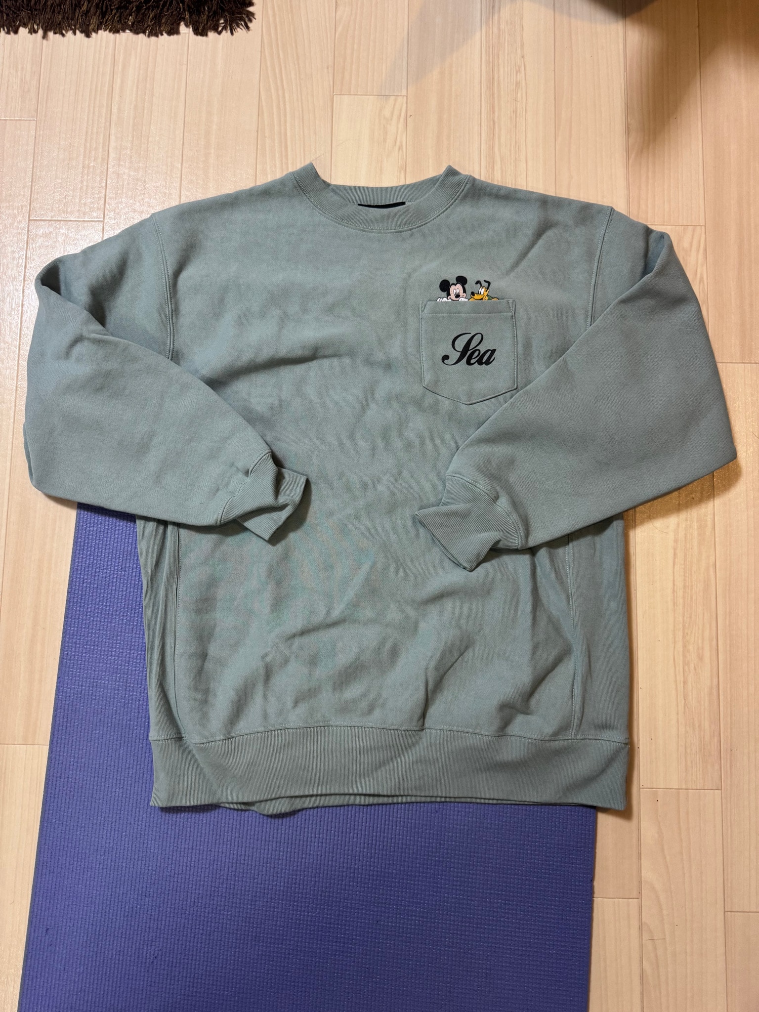 WIND AND SEA Mickey & Pluto / Crew Neck Sweat "Green"