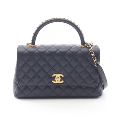 シャネル CHANEL ココハンドル29 トップハンドル フラップ バッグ マトラッセ 2WAY ハンドバッグ バッグ キャビアスキン(グレインドカーフ) レディース ネイビー系 A92991 【中古】