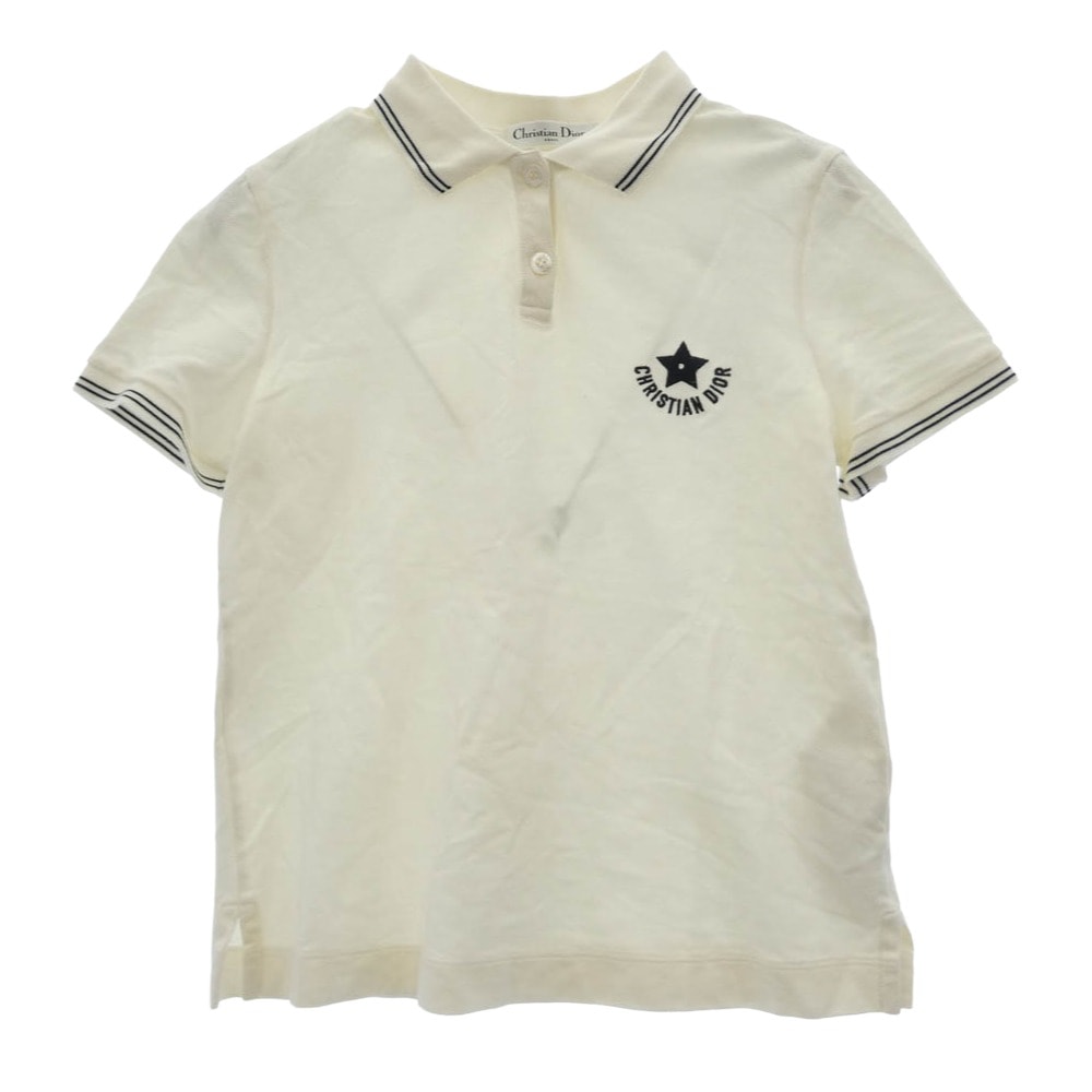 Christian Dior クリスチャンディオール ポロシャツ 443T10A4122 Dioriviera Polo Shirt ロゴ 半袖 ポロ シャツ ホワイト系 XS【中古】