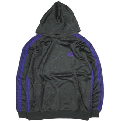 Needles x DC SHOES ニードルス ディーシーシューズ 23AW 別注 日本製 Track Hoody - Poly Smooth / Printed トラックフーディー MR608 M BLACK ジャージー プルオーバーパーカー トップス