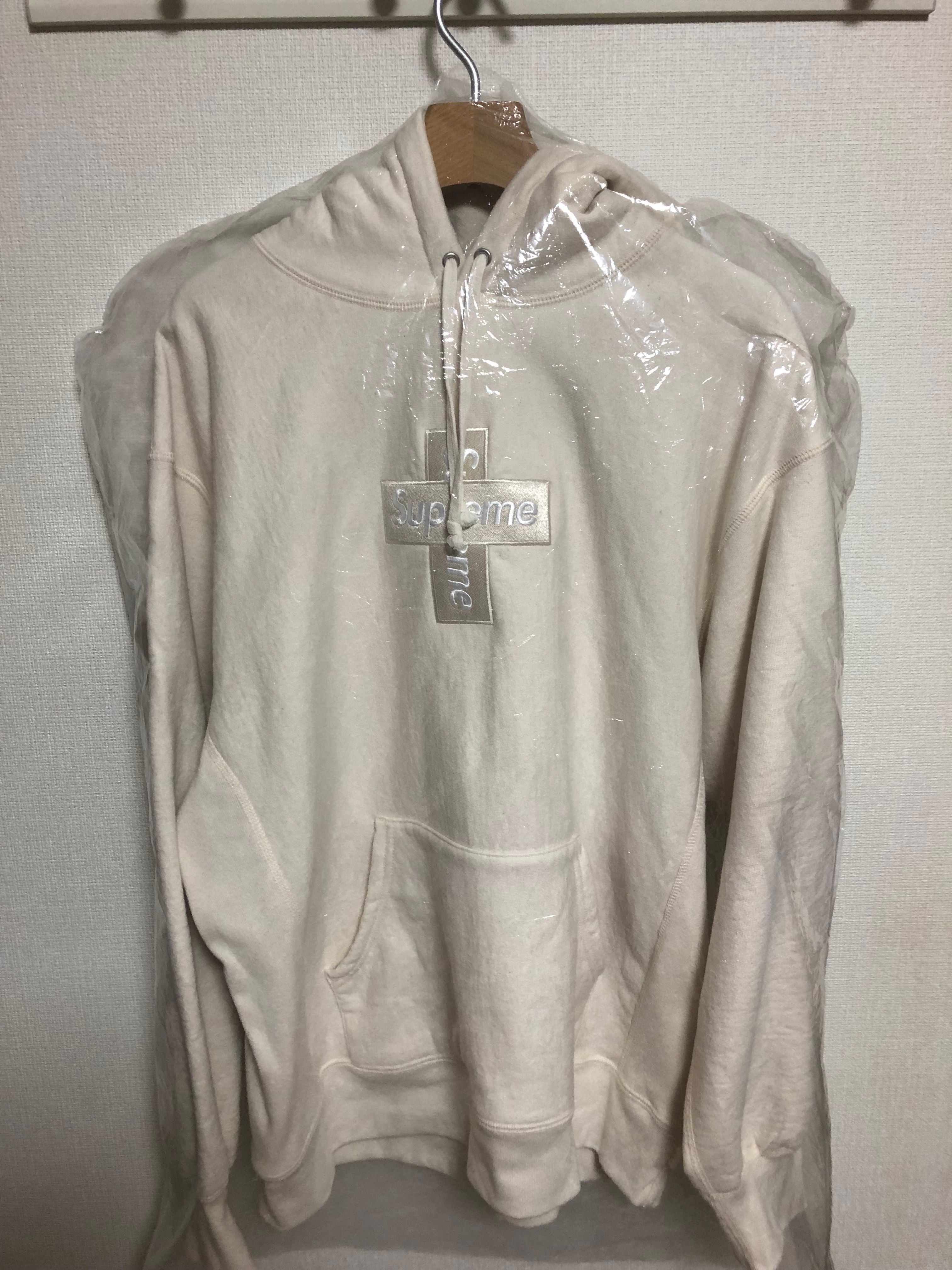 Supreme Cross Box Logo Hooded Sweatshirt "Natural"