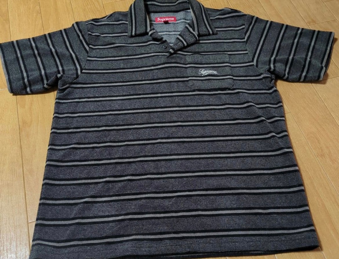 Supreme Stripe Terry S/S Polo "Black"