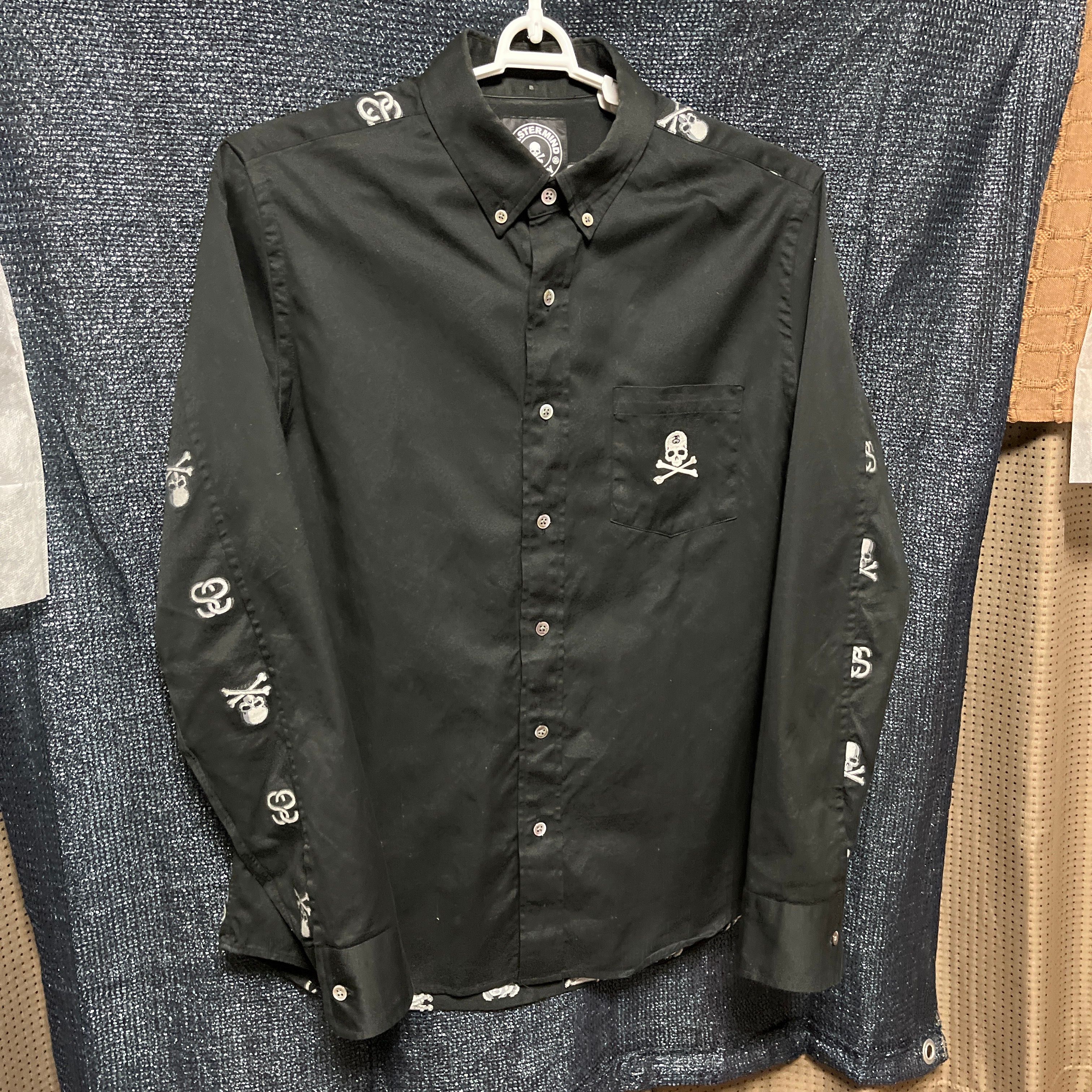 ステューシー ×マスターマインド コラボ スカル総柄 ボタンダウンシャツ