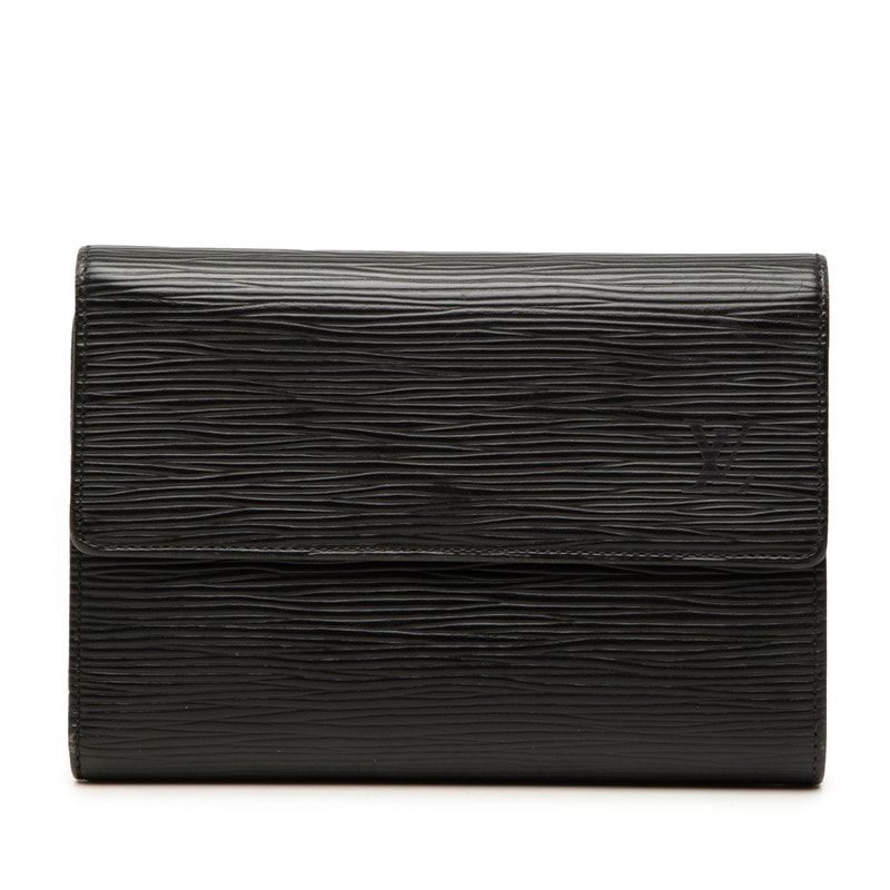 ルイ ヴィトン エピ ポルトトレゾールエテュイパピエ 三つ折り財布 M63712 ブラック レザー レディース LOUIS VUITTON 【中古】