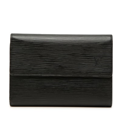 ルイ ヴィトン エピ ポルトトレゾールエテュイパピエ 三つ折り財布 M63712 ブラック レザー レディース LOUIS VUITTON 【中古】