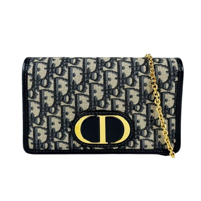 クリスチャンディオール Christian Dior ショルダーバッグ 30モンテーニュ キャンバス/レザー ネイビー レディース【中古】 z11285
