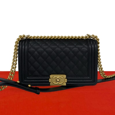 CHANEL シャネル ボーイシャネル キャビアスキン ショルダーバッグ ブラック
73494