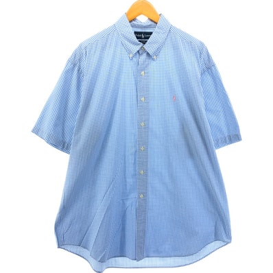 古着 ラルフローレン Ralph Lauren ギンガムチェック 半袖 ボタンダウン チェックシャツ メンズXL相当/eaa552710