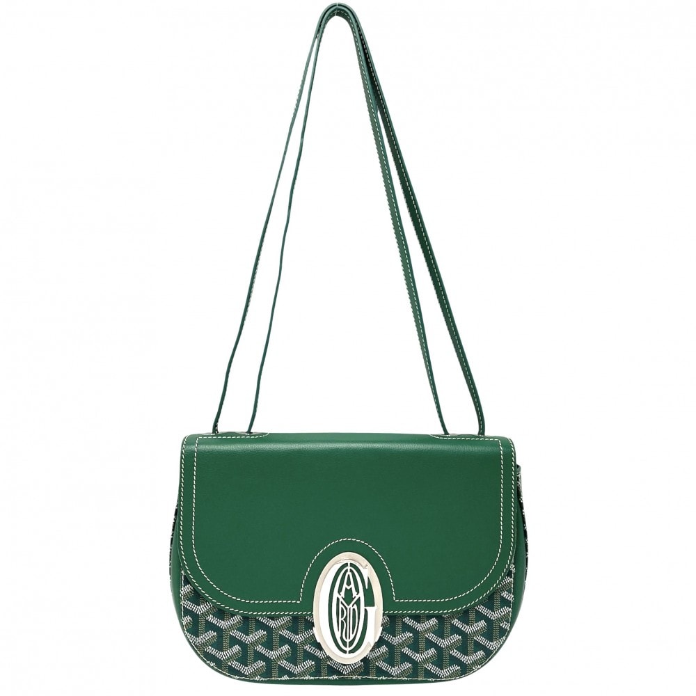 GOYARD ゴヤール ショルダーバッグ サック233 PM 肩掛け 斜め掛け 233SH2PMLTY09CL09P PVCコーティングキャンバス レザー グリーン 緑 シルバー金具 レディース【中古品】