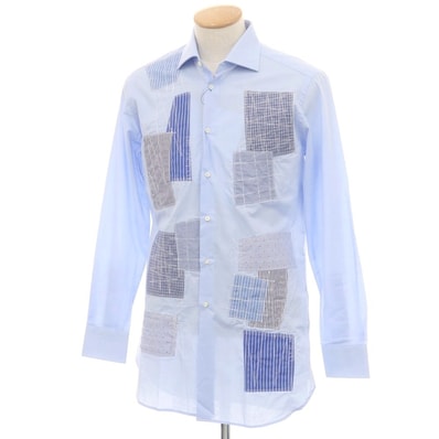 【中古】ジュンヤワタナベ マン JUNYA WATANABE MAN × GUY ROVER 2025年春夏 パッチワーク カジュアルシャツ ライトブルー【サイズS】【メンズ】