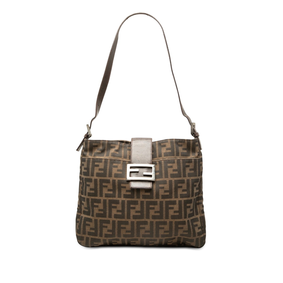 フェンディ ズッカ ワンショルダーバッグ ブラウン キャンバス レザー レディース FENDI 中古