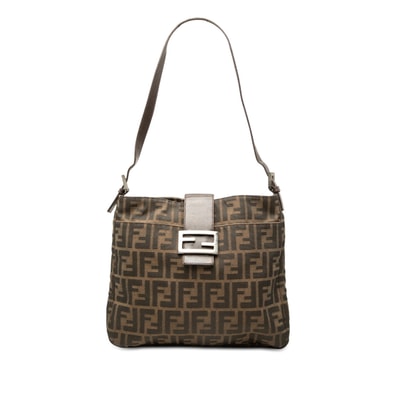 フェンディ ズッカ ワンショルダーバッグ ブラウン キャンバス レザー レディース FENDI 中古