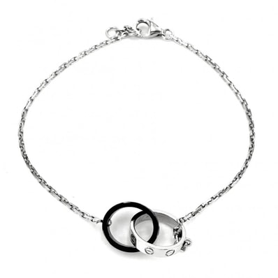 CARTIER カルティエ ブレスレット ベビーラブ ジュエリー アクセサリー アジャスター付き Au750 18金WG K18ホワイトゴールド セラミック レディース 約3.6g【中古品】