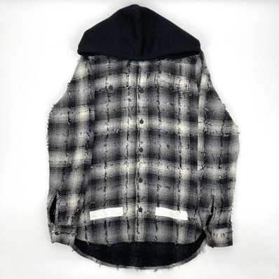 OFF-WHITE(オフホワイト) バックバイアス チェック フーディ 2WAY XS OMGA035F17596018 長袖シャツ ブラック×グレー