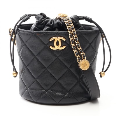 シャネル CHANEL マトラッセ ドローストリング バケットバッグ ショルダーバッグ バッグ キャビアスキン(グレインドカーフ) レディース ブラック系 AS3371 【中古】