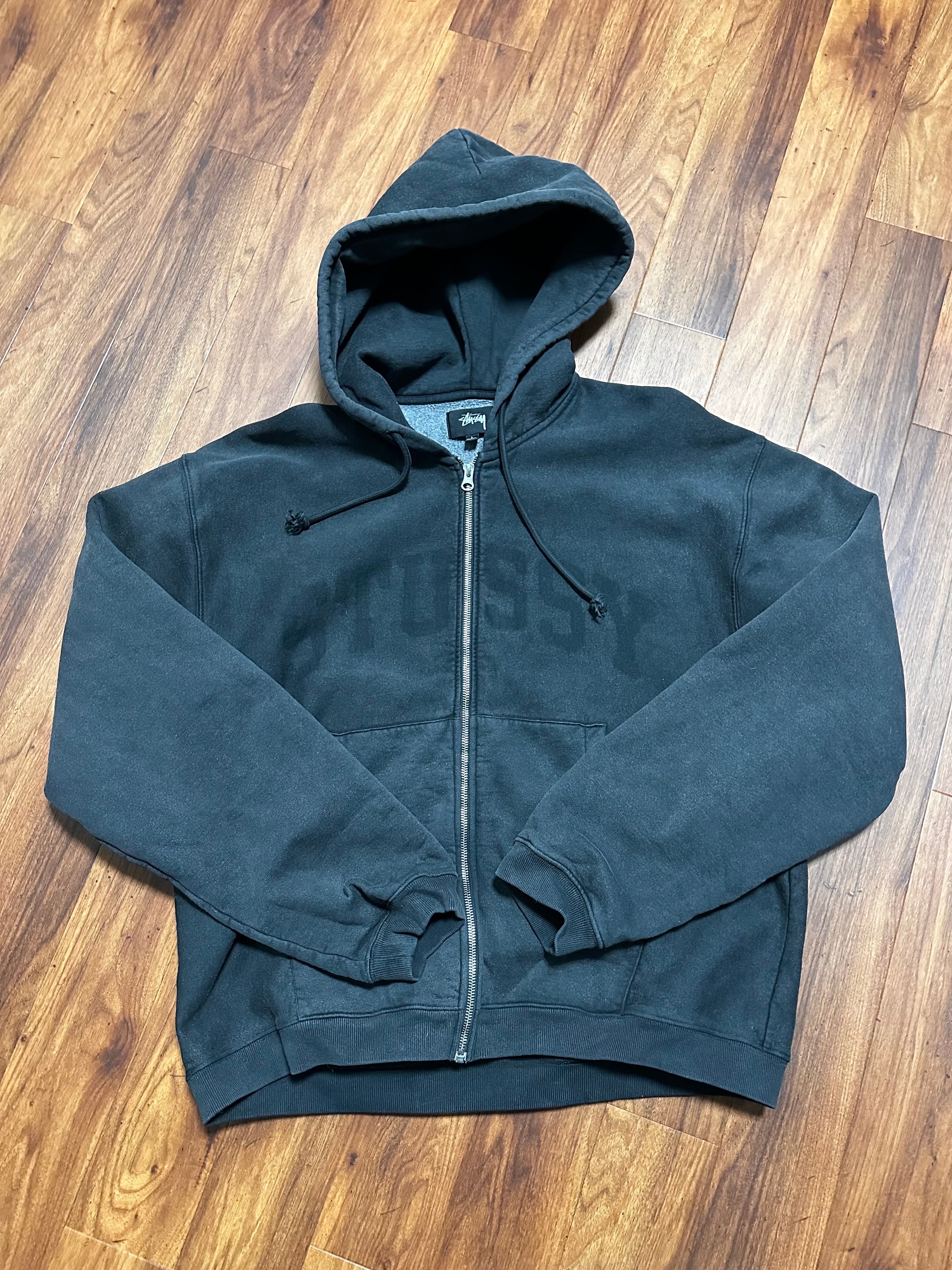 Stussy Zip Hoodie Faded Graphic "Washed Black"