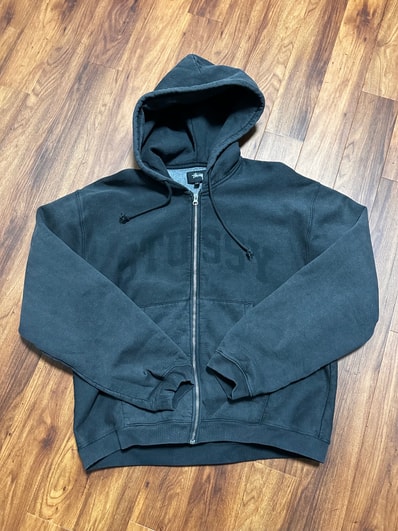 Stussy Zip Hoodie Faded Graphic "Washed Black"