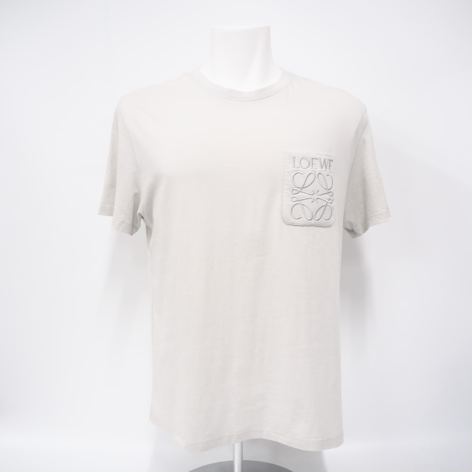 極美品 LOEWE ロエベ アナグラム コットン Tシャツ S H526Y22XBC 半袖シャツ ベージュ コットン メンズ