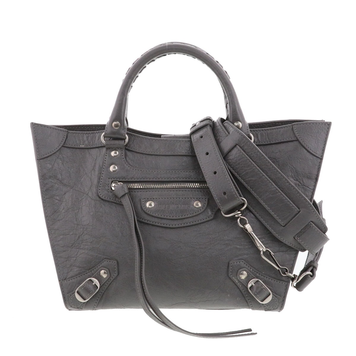 【値下げ】 BALENCIAGA バレンシアガ ネオクラシック アップサイドダウン トートバッグ 702502 ラムスキン グレー レディース【中古】